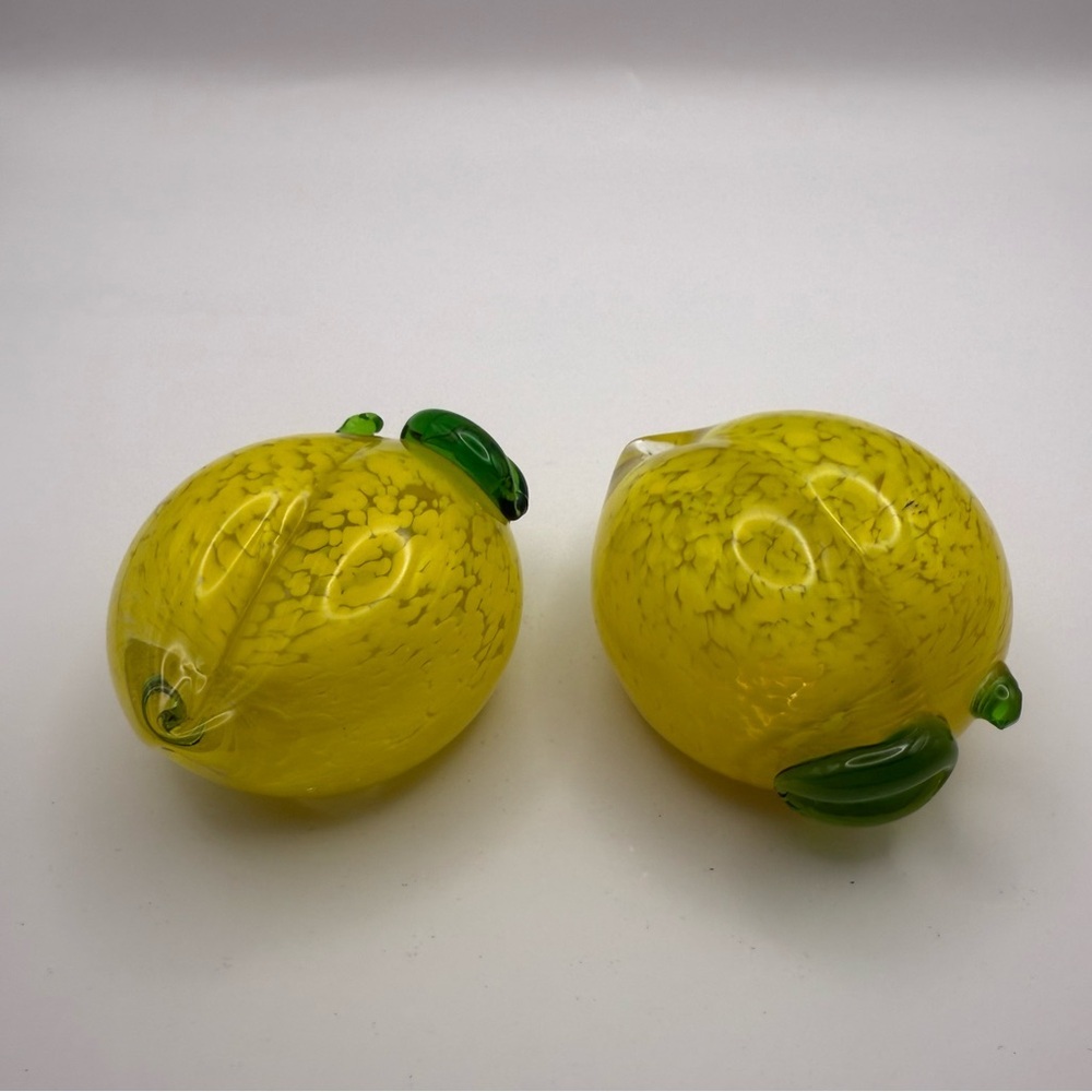 Pair of Yellow Summer Lemon Zest Delight Heavy Glass Paper Weight (2)